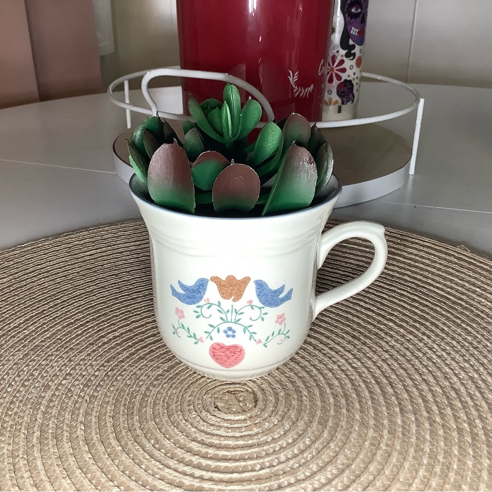 < Vintage Newcor Mug with Faux Succulent >